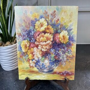1986 Maureen Taragon GARDEN FLOWERS 20th Century American Oil Painting 8 X 10"